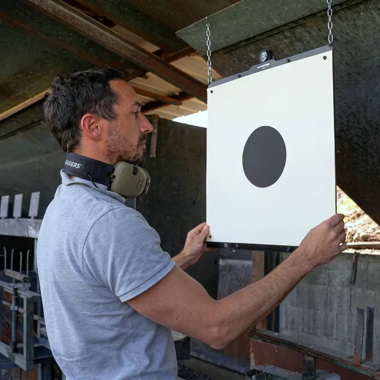 Installation d'une cible Fastmark au club : on l'accroche et on tire